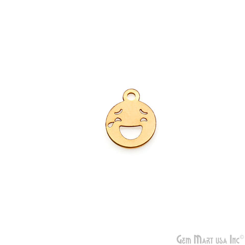 Tears Of Joy Emoji Shape Laser Finding Gold Plated 14.8x12mm Charm For Bracelets & Pendants