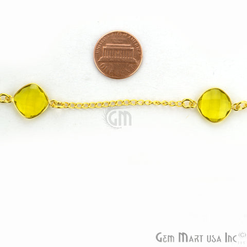 Golden Lemon Topaz 10-15mm Gold Plated Link Bezel Connector Chain - GemMartUSA (764141600815)