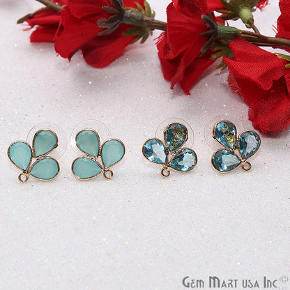 DIY Gemstone Gold Loop Connector Stud Earring (90048) (Pick Stone) - GemMartUSA