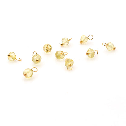 10pc Lot Faceted Tiny Gemstone 6x4mm Wire Wrapped Gold Single Bail Dangle Connector