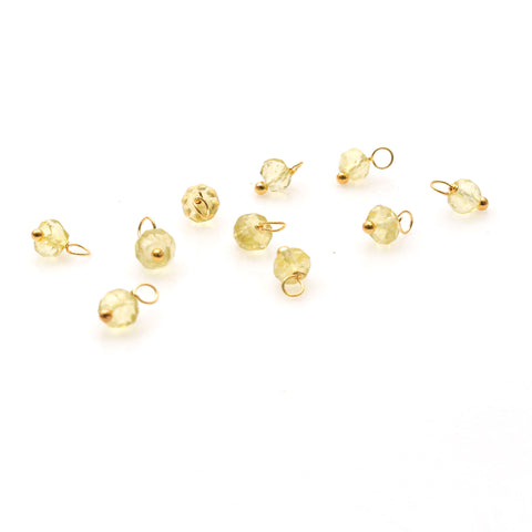 10pc Lot Faceted Tiny Gemstone 6x4mm Wire Wrapped Gold Bail Dangle Connector