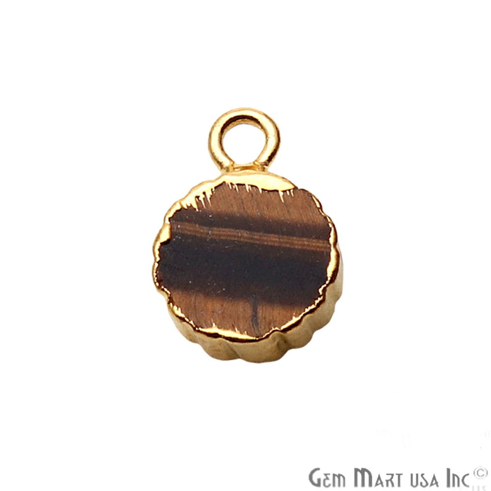 Round 8mm Gemstone Zig Zag Gold Edged Single Bail Connector (Pick Gemstone & Lot Size) - GemMartUSA