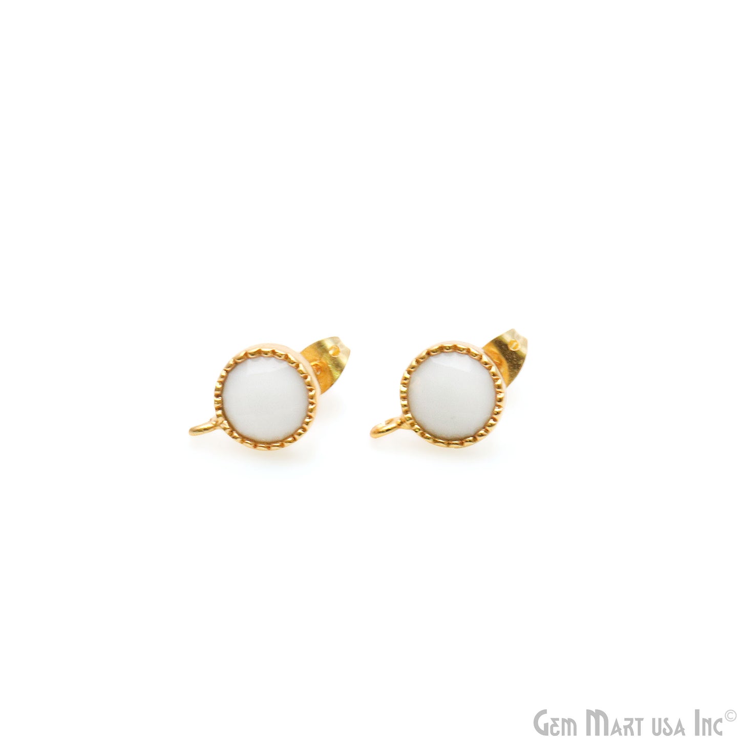 DIY Round 8mm Gold Bail Gemstone stud Earring