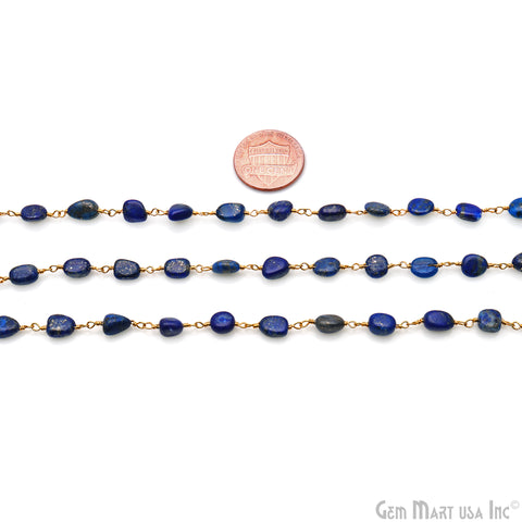Lapis 8x5mm Tumble Beads Gold Plated Rosary Chain