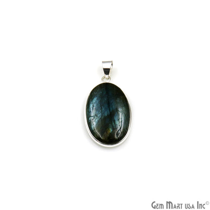 Labradorite Gemstone Oval 35x21mm Sterling Silver Necklace Pendant 1PC