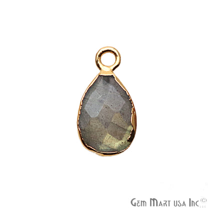 Labradorite Pears 8x12mm Gold Edged Bail Gemstone Connector - GemMartUSA