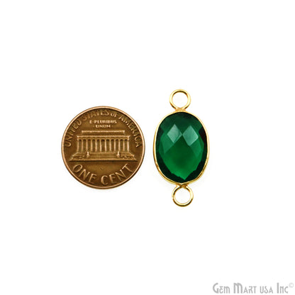 Oval 12x16mm Double Big Bail Gold Bezel Gemstone Connector