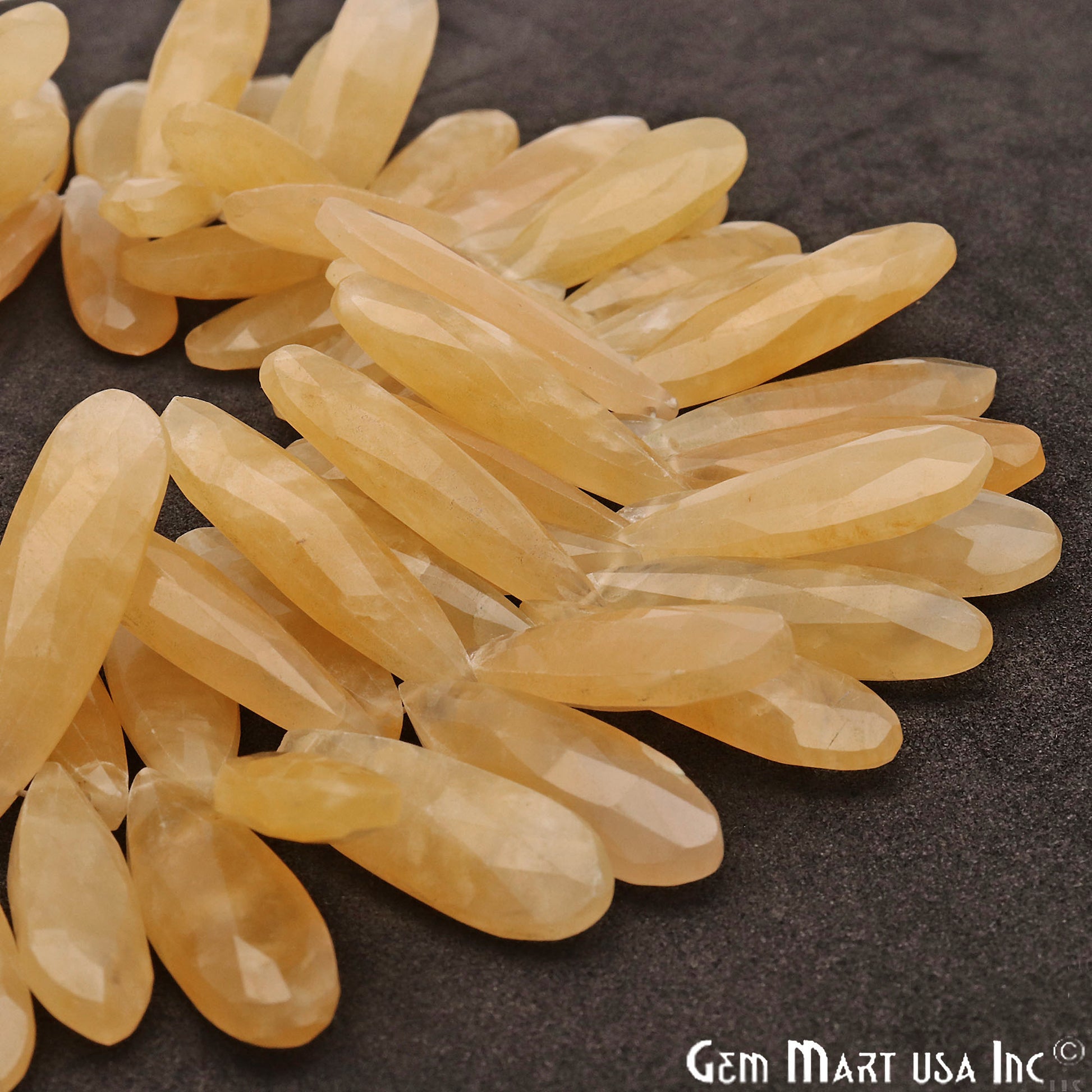 Yellow Aventurine Pears 28x10mm Crafting Beads Gemstone Briolette Strands 8 Inch - GemMartUSA