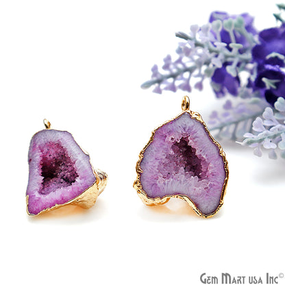 DIY Agate Slice Geode Druzy Gold Edged Loop Connector Studs Earrings