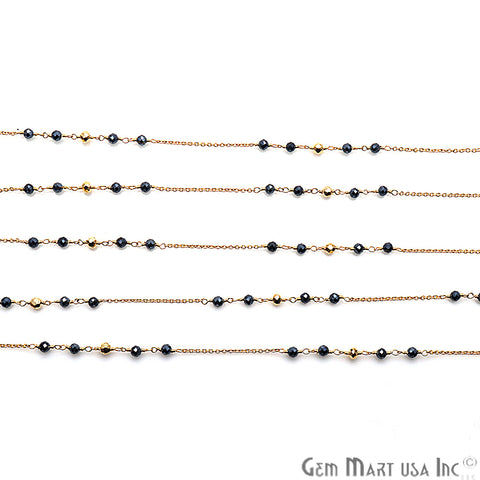 Pyrite & Golden Pyrite Multi Gemstone Beaded Wire Wrapped Rosary Chain - GemMartUSA