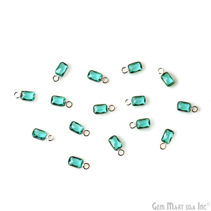 5pc Lot Apatite Octagon 6x4mm Silver Plated Single Bail Brilliant Cut Gemstone Connector