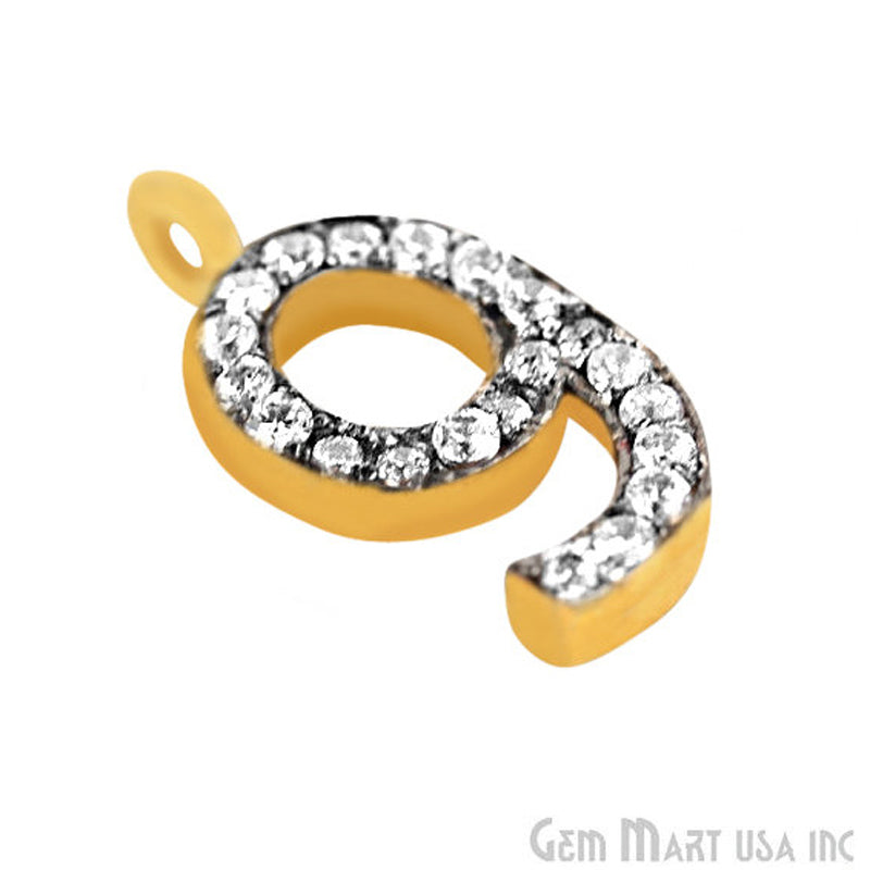 9' Numbering CZ Pave Gold Vermeil Charm for Bracelet & Pendants - GemMartUSA