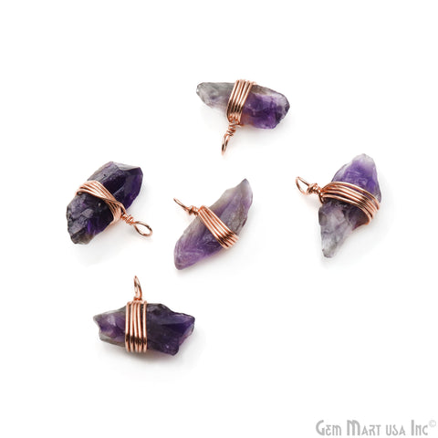 Rough Gemstone 20x14mm Rose Gold Wire Wrapped Connector