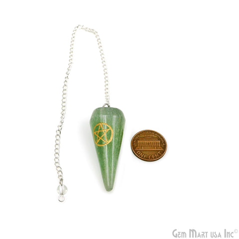 Aventurine Healing Pendulum Pendant, 44x19mm Healing Gemstone With Reiki Symbols Pendulum