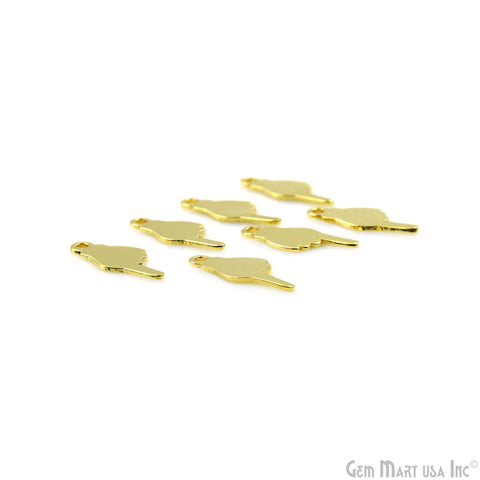 Foam Finger Hand Shape Charm Laser Finding Gold Plated 15.2x6.75mm Charm For Bracelets & Pendants