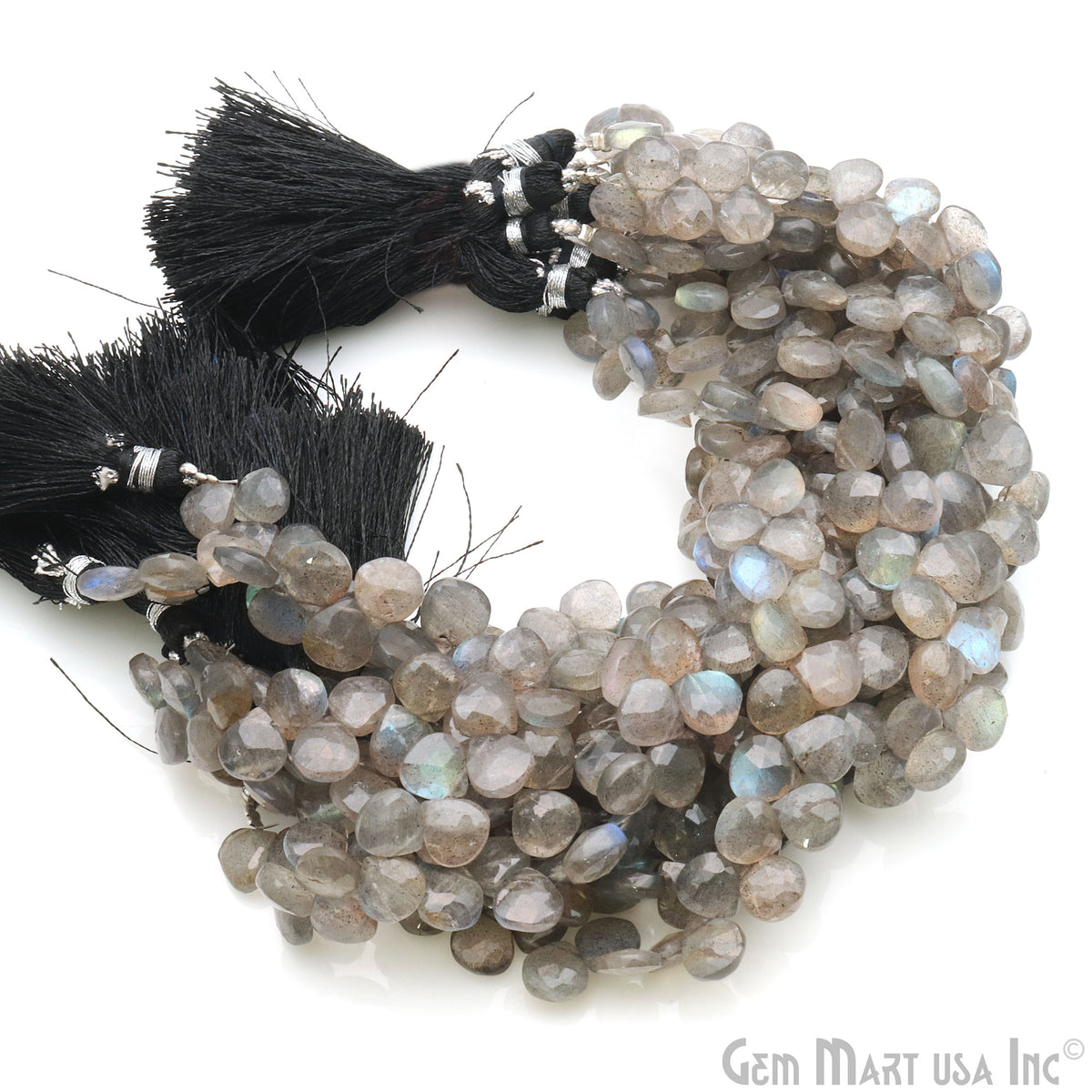 Labradorite 7-8mm Blue Flash Faceted Onion Beads Strands 8.50" Inch
