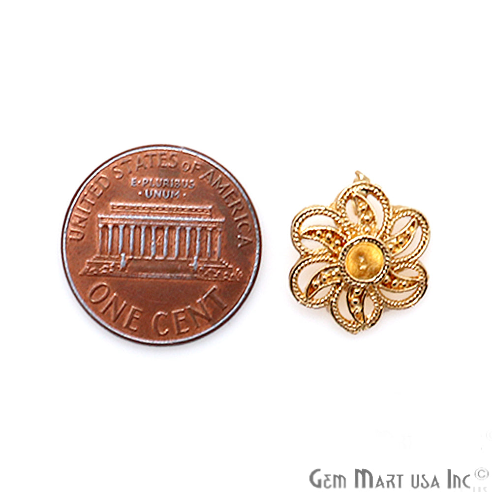 Flower Shape Gold Plated Finding Jewelry Charm - GemMartUSA