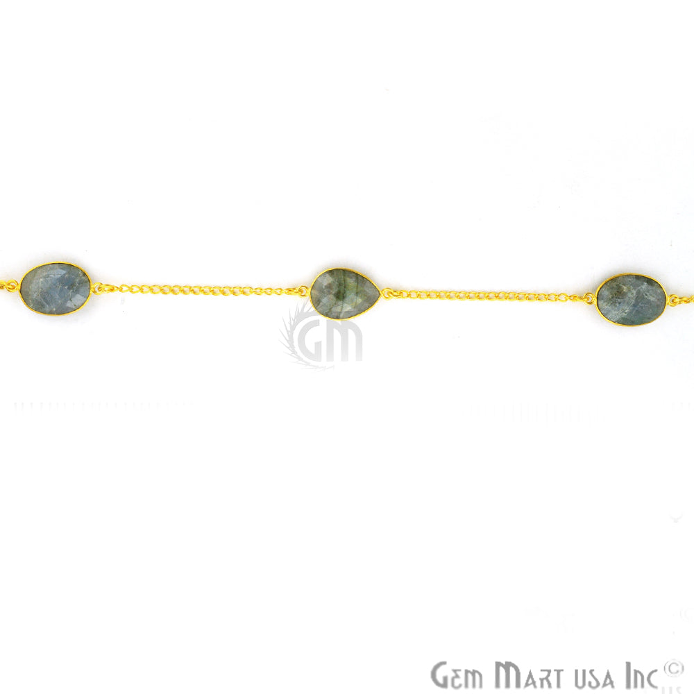 Labradorite 15mm Gold Plated Bezel Link Connector Chain - GemMartUSA (764187803695)