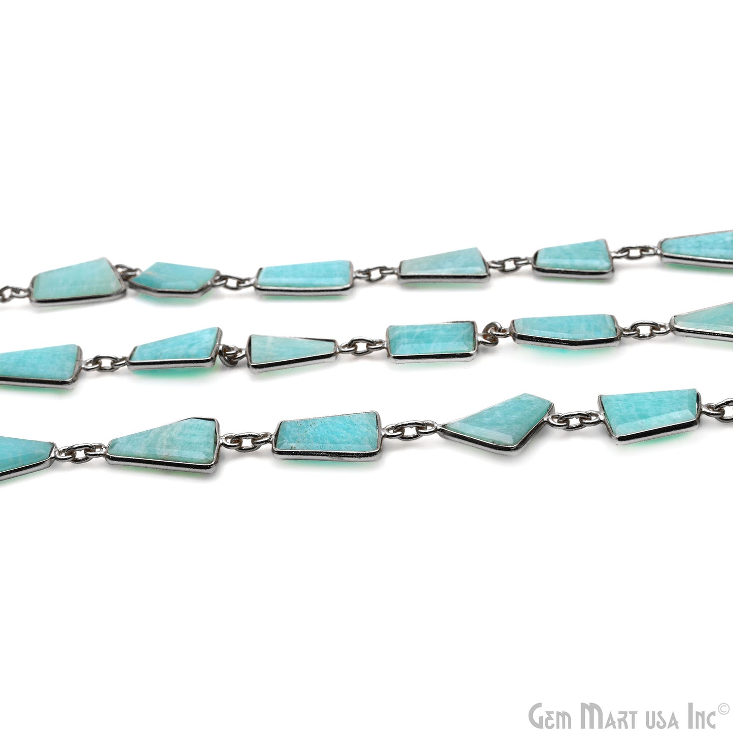 Amazonite 10-15mm Faceted Free Form Oxidized Bezel Connector Chain