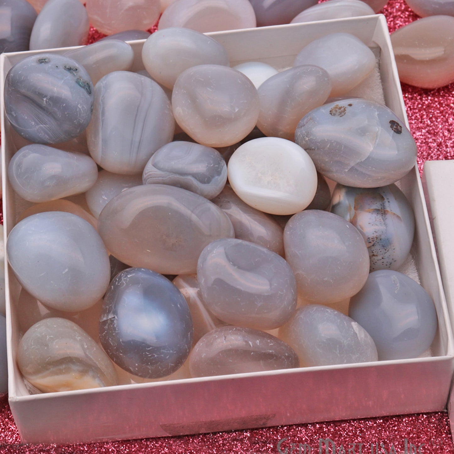 3.53oz Lot Gray Chalcedony Tumbled, Reiki Healing, Beach Stone, Wiccan Stone - GemMartUSA