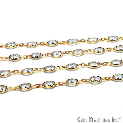 Crystal 7x5mm Bezel Link Gold Plated Continuous Connector Chain - GemMartUSA
