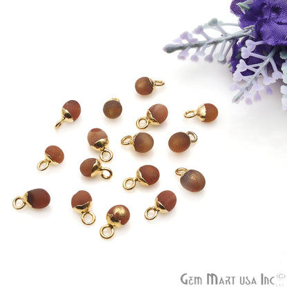 Rough Carnelian Matte Beads Organic 11x5mm Gold Electroplated Pendant Connector - GemMartUSA