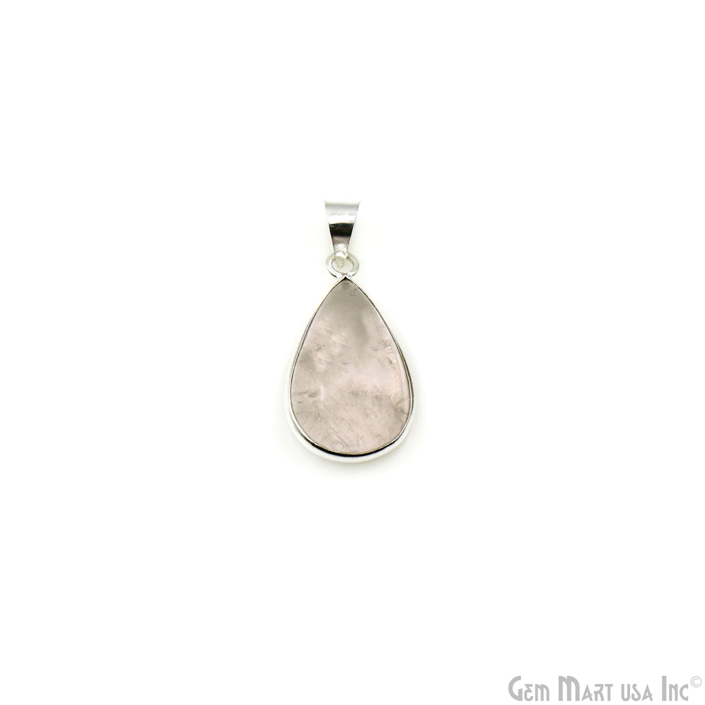 Rose Quartz Gemstone Pears 29x16mm Sterling Silver Necklace Pendant 1PC