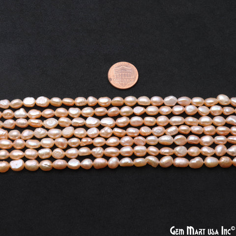 Pink Pearl Rough Beads, 16 Inch Gemstone Strands, Drilled Strung Briolette Beads, Free Form, 7x5mm