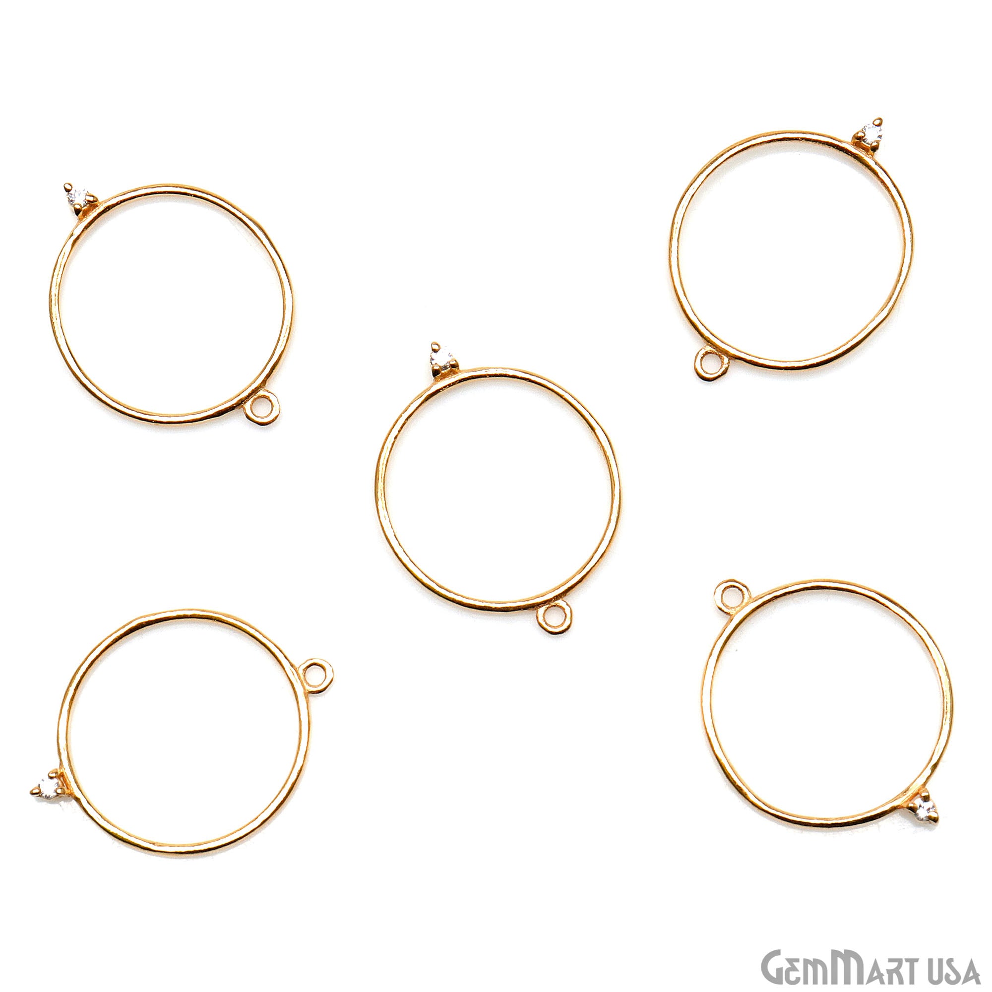 CZ Round Hoop Gold Plated 25X19mm Single Bail Finding