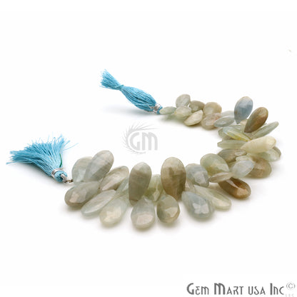 Milky Aqua Pears 34x11mm Crafting Beads Gemstone Strands 8INCH - GemMartUSA