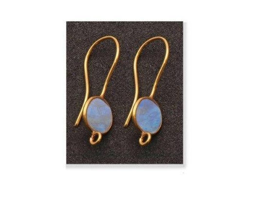 DIY Gemstone 26x9mm Gold Plated Round Hook Earring (Pick Gemstone) - GemMartUSA