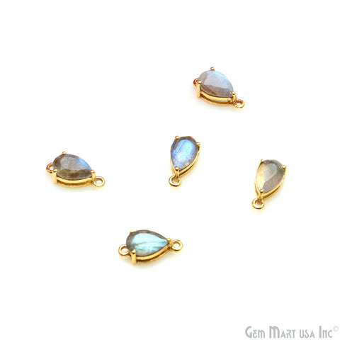 Faceted Pears 7x5mm Prong Gold Plated Double Bail Connector
