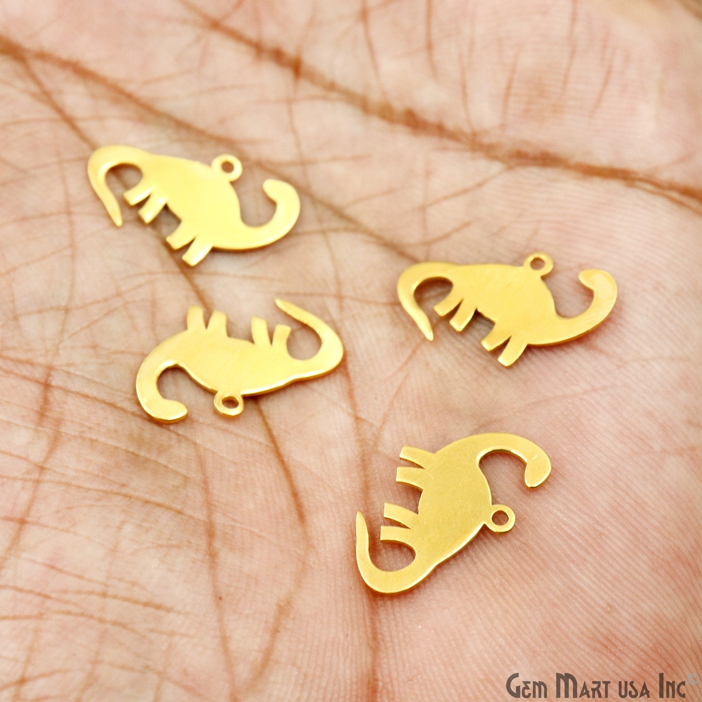 Dinosaur Charm Laser Finding Gold Plated Charm For Bracelets & Pendants