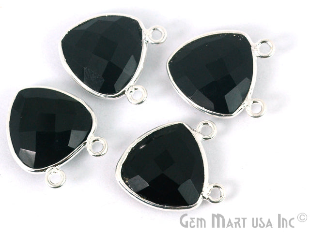 Trillion 14mm Cat Bail Silver Bezel Gemstone Connector