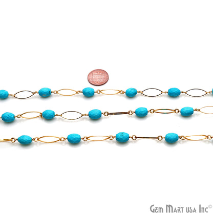 Turquoise With Gold Marquise Finding Rosary Chain