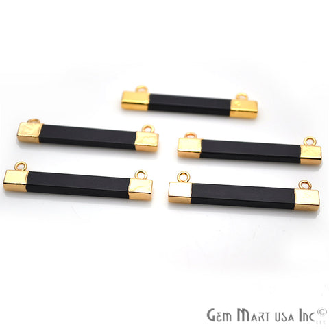 Black Onyx RectAngel Gold Plated Gemstone Connector - GemMartUSA