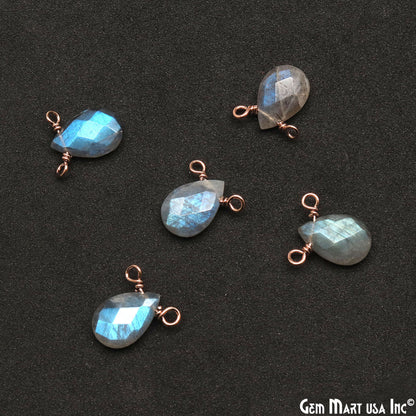 Pears 7x11mm Double Bail Rose Gold Wire Wrapped Gemstone Connector