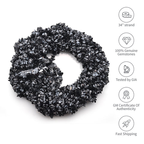 Natural Black Obsidian Gemstone Chip Beads 34 Inch Full Strand (762207830063)