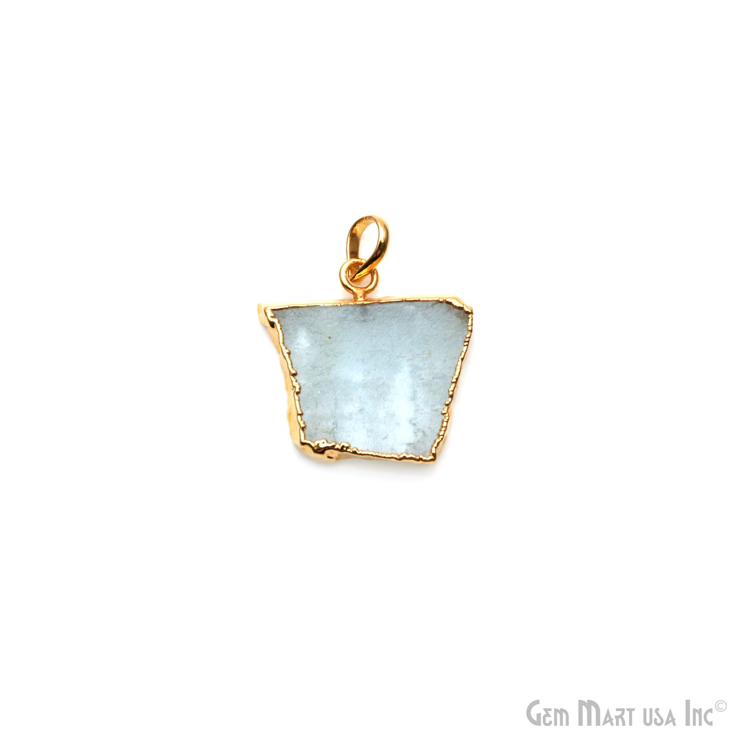 Aquamarine Free Form shape 26x25mm Gold Electroplated Gemstone Single Bail Pendant