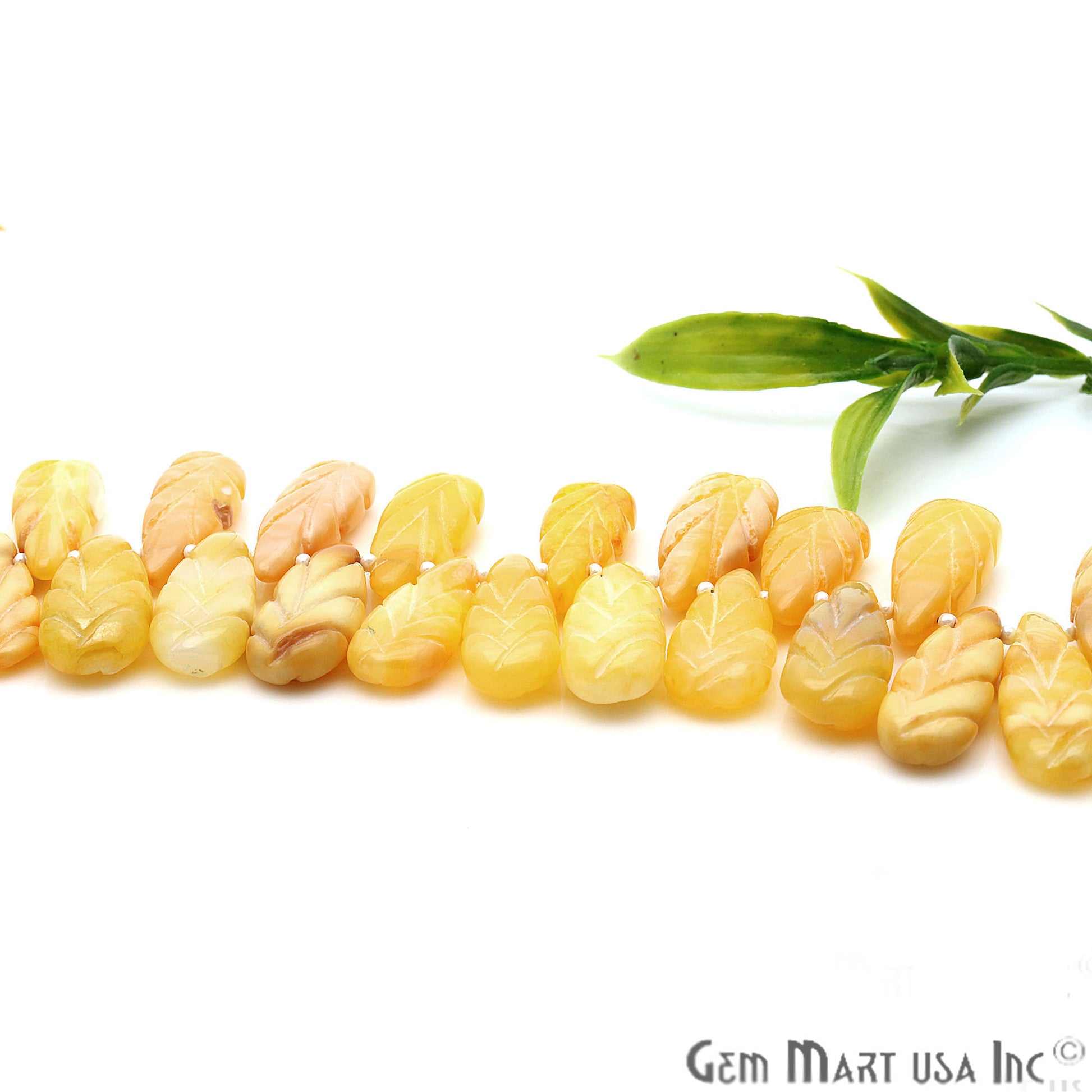 Yellow Opal Pears 28x10mm Crafting Beads Gemstone Strands 8INCH - GemMartUSA