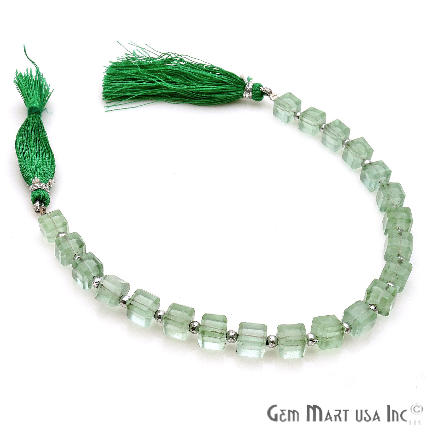 Green Fluorite Box 6-7mm Faceted Crafting Beads Gemstone Briolette Strands 8 Inch - GemMartUSA