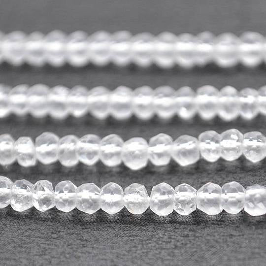 Crystal Rondelle Beads, Natural, Meditation Bracelet, Beaded Curtain, Mardi Gras, 3-4mm 13" Length (762699874351)