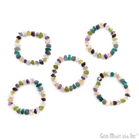 Multi Color Organic Shape Adjustable Gemstone Bracelet