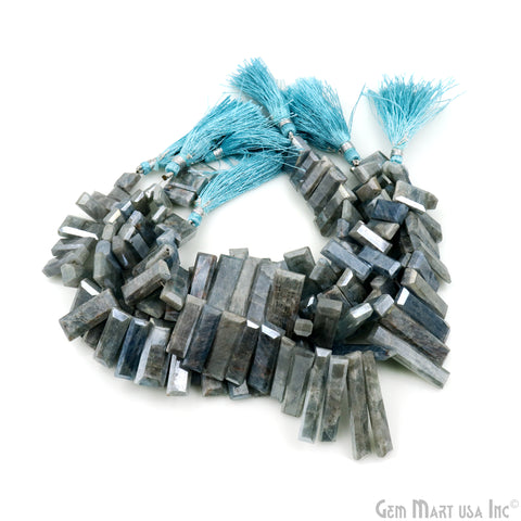Mistique Labradorite Rectangle Beads, 9 Inch Gemstone Strands, Drilled Strung Briolette Beads, Rectangle Shape, 28x10mm