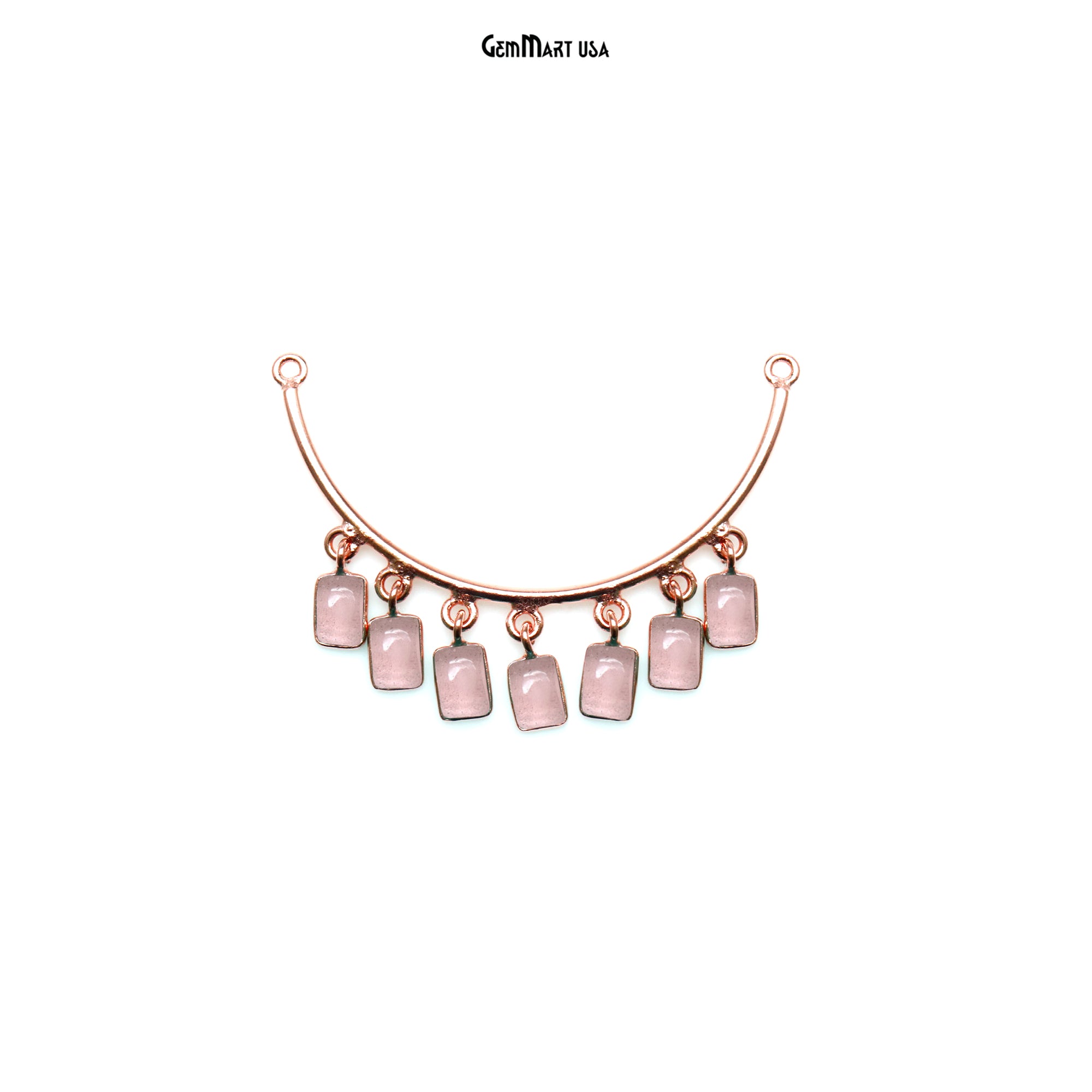 Crescent Moon Rose Gold Plated Double Bail Octagon Chandelier Necklace