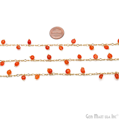 Carnelian Tumble Beads 8x5mm Gold Plated Cluster Dangle Chain