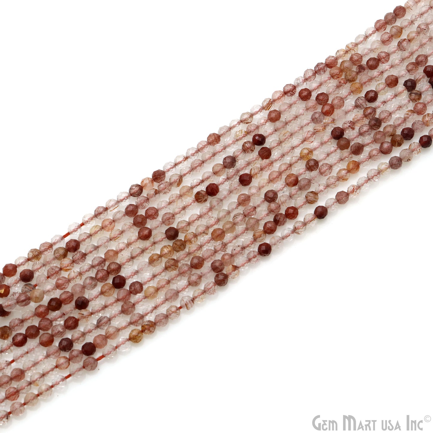 Copper Rutile Rondelle Beads, 13 Inch Gemstone Strands, Drilled Strung Nugget Beads, Faceted Round, 2.5-3mm