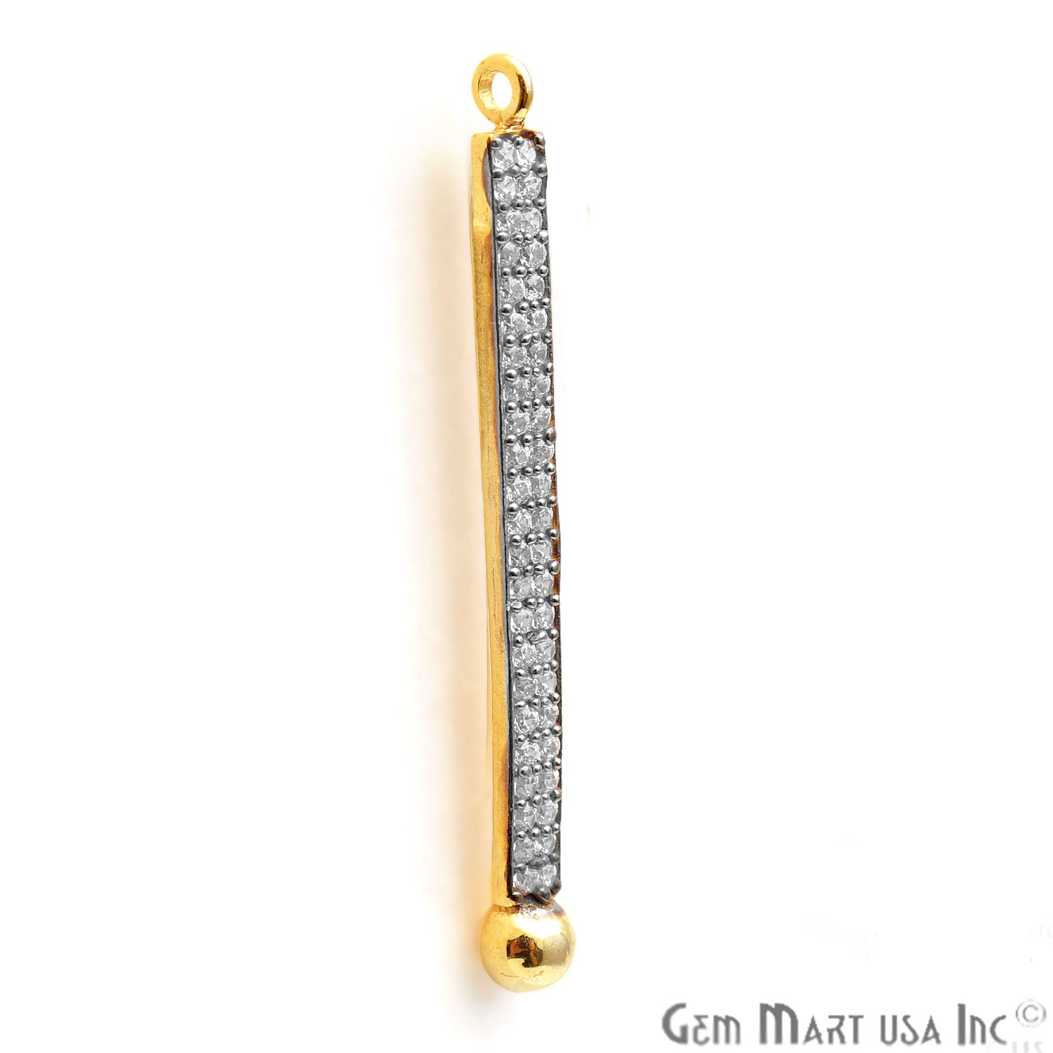 Cubic Zircon Pave Gold Vermeil Charm for Bracelet Pendants & Necklace - GemMartUSA