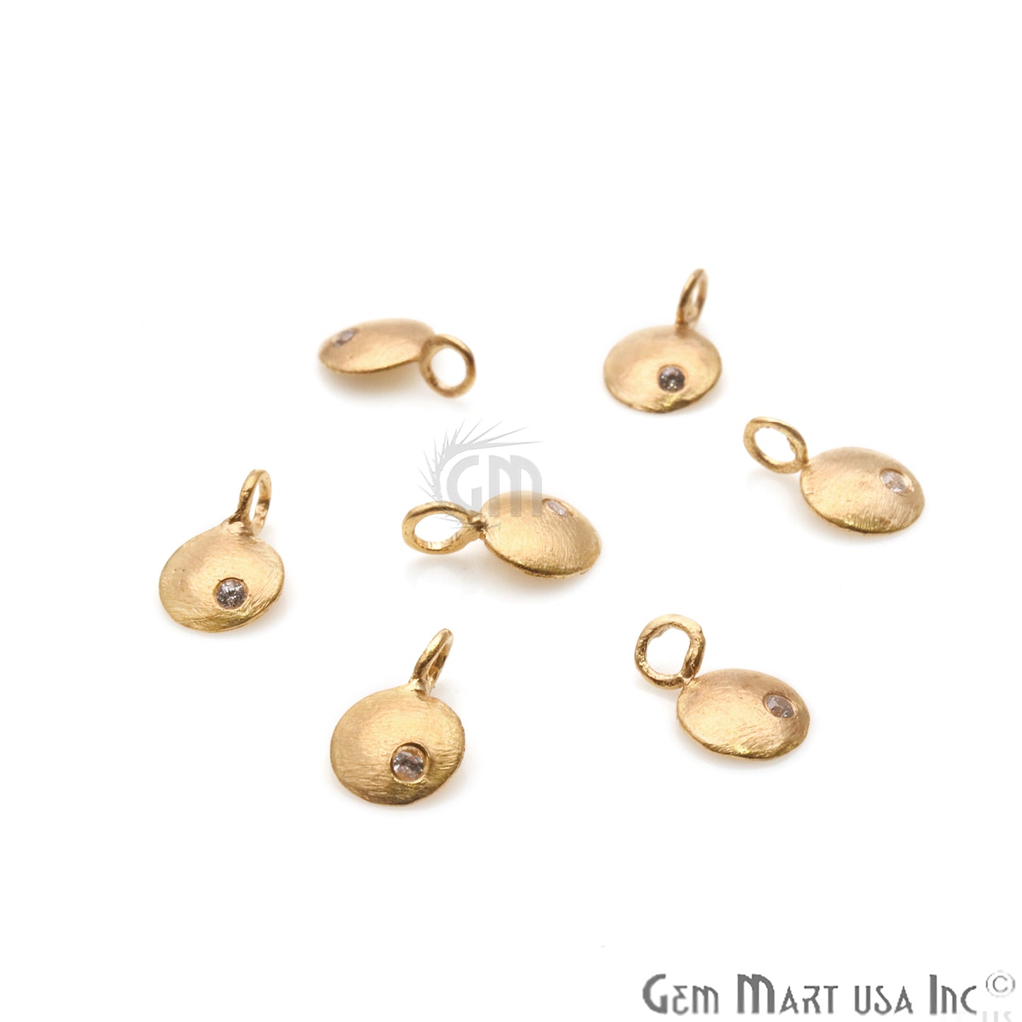 Round Shape 11x7mm Gold Plated Finding Charm, DIY Jewelry - GemMartUSA