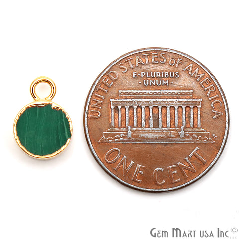 Malachite Round 7mm Gold Electroplated Tiny Gemstone Connector - GemMartUSA